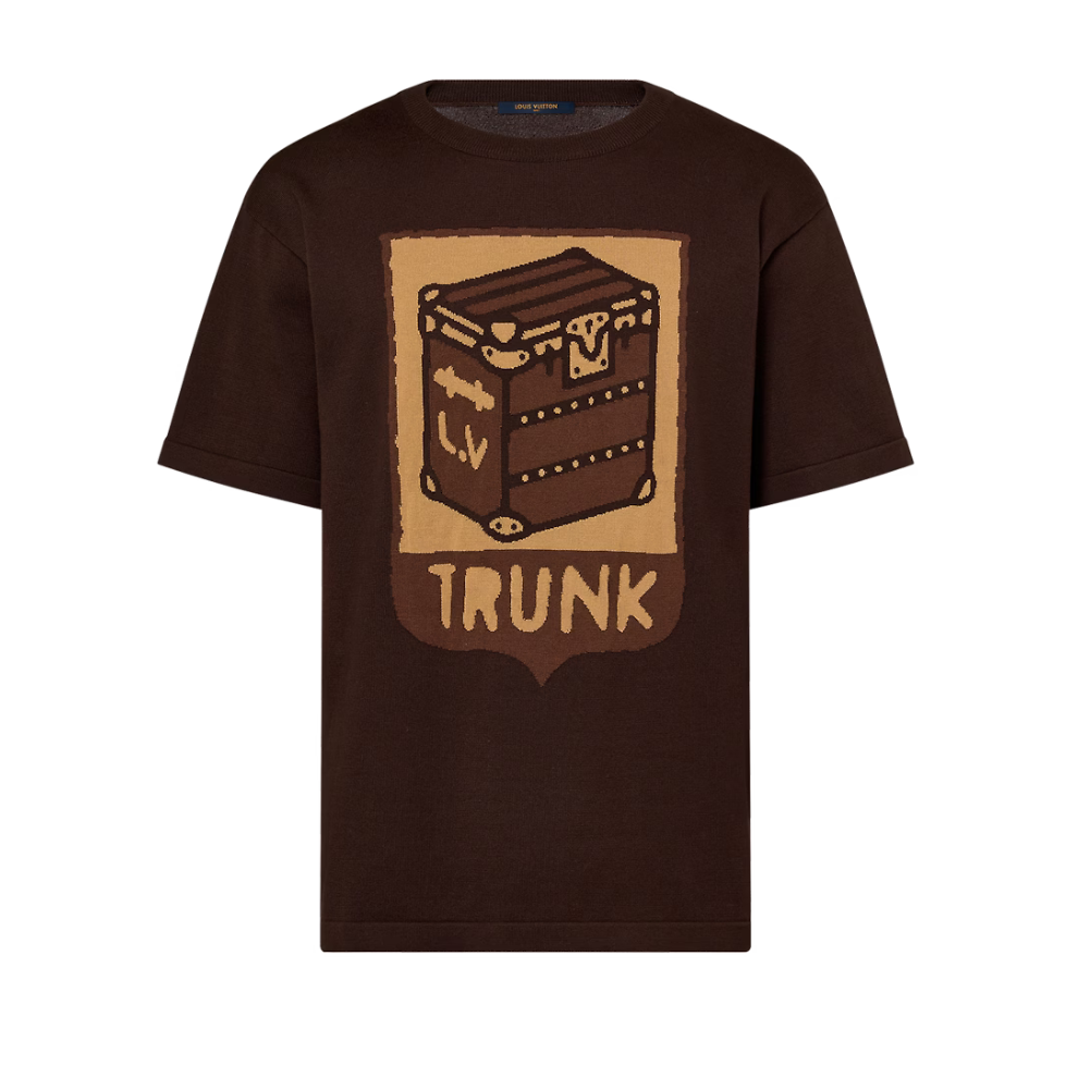 LOUIS VUITTON Short-Sleeved Cotton Intarsia Crewneck