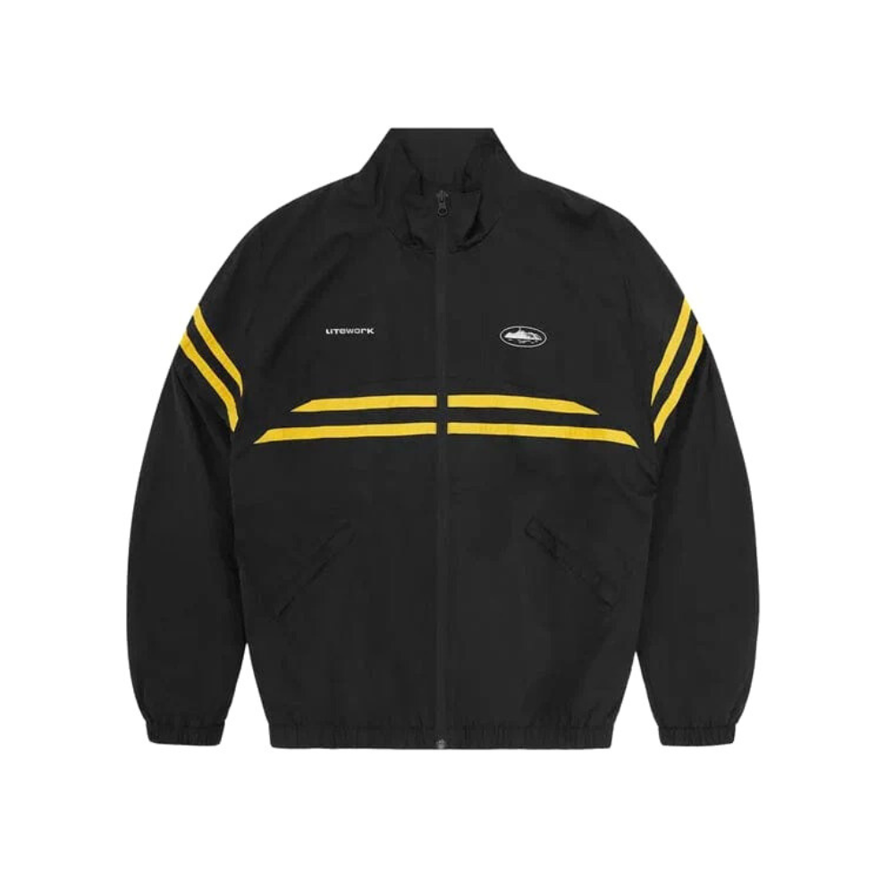 Corteiz Striped Litework Jacket Black Yellow