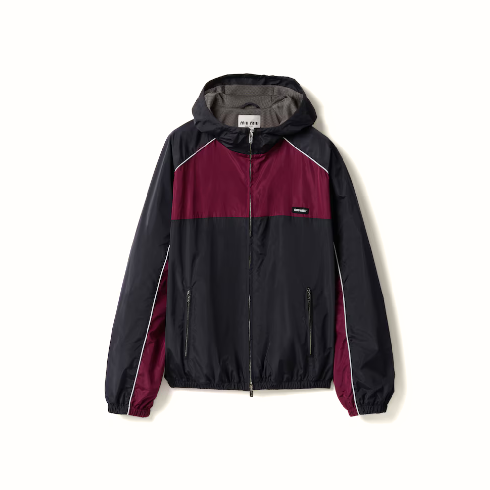 MIU MIU Technical silk zipper blouson jacket