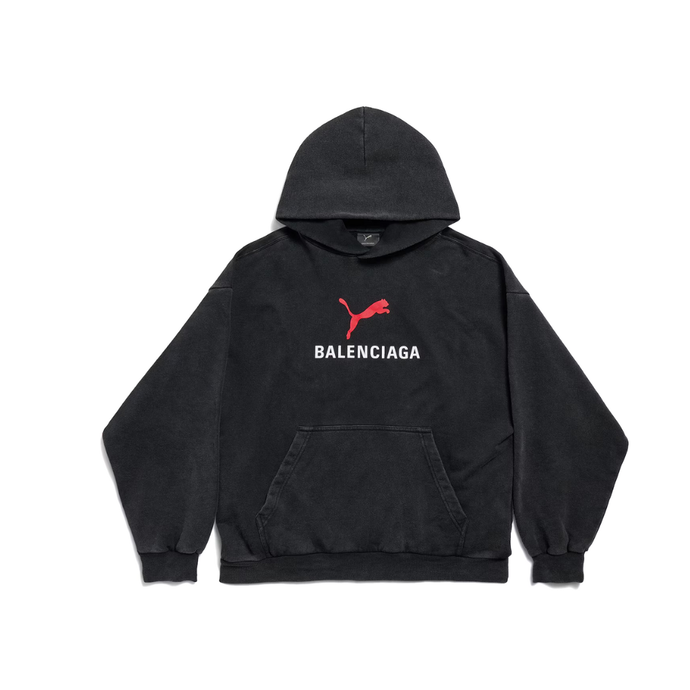 Balenciaga I Puma Hoodie Medium Fit in Black Faded
