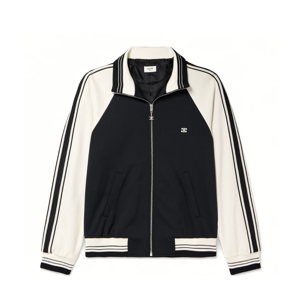 CELINE HOMME Logo-Embroidered Striped Tech-Jersey Track Jacket