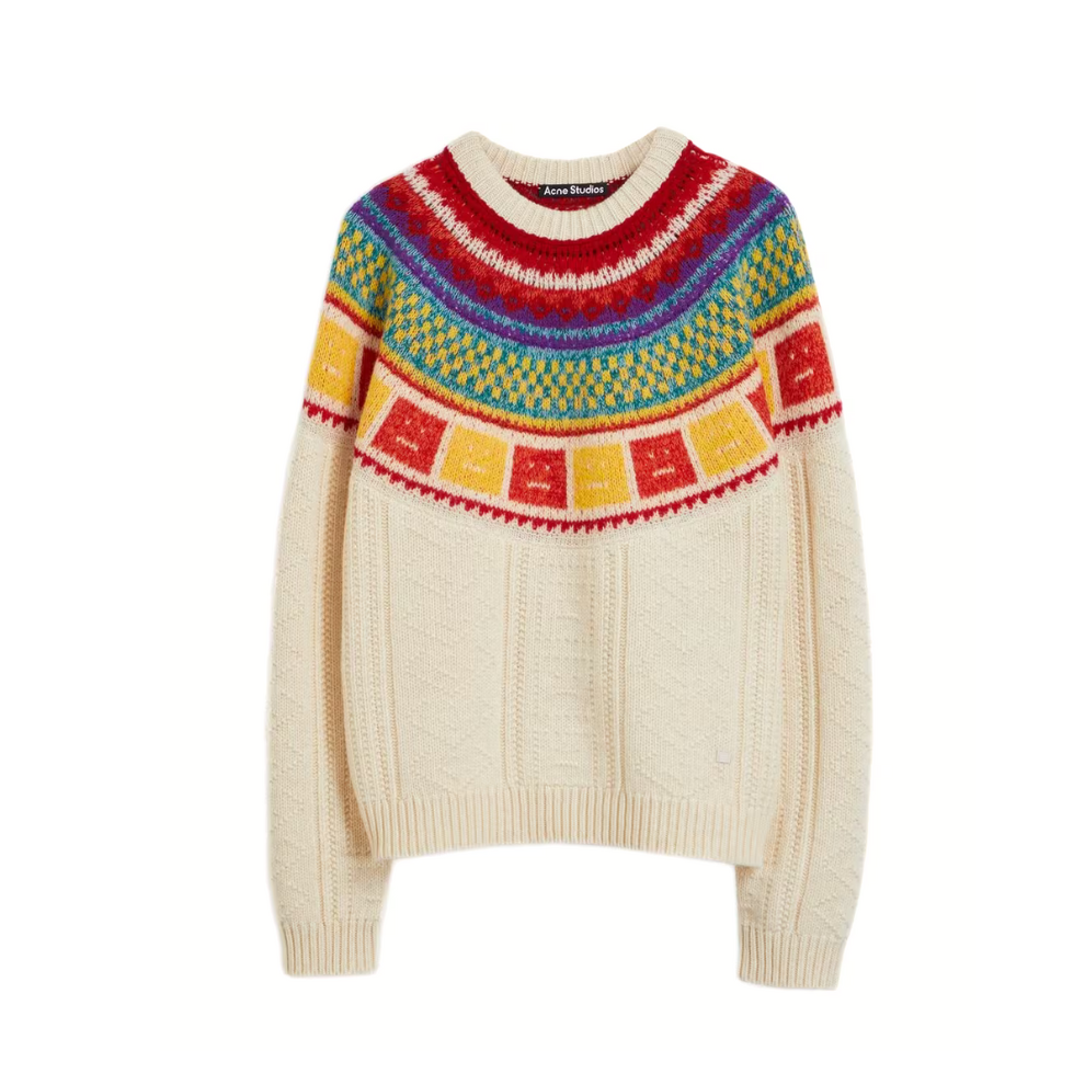 Acne Studios Fair-Isle Rainbow Intarsia Knitted Jumper
