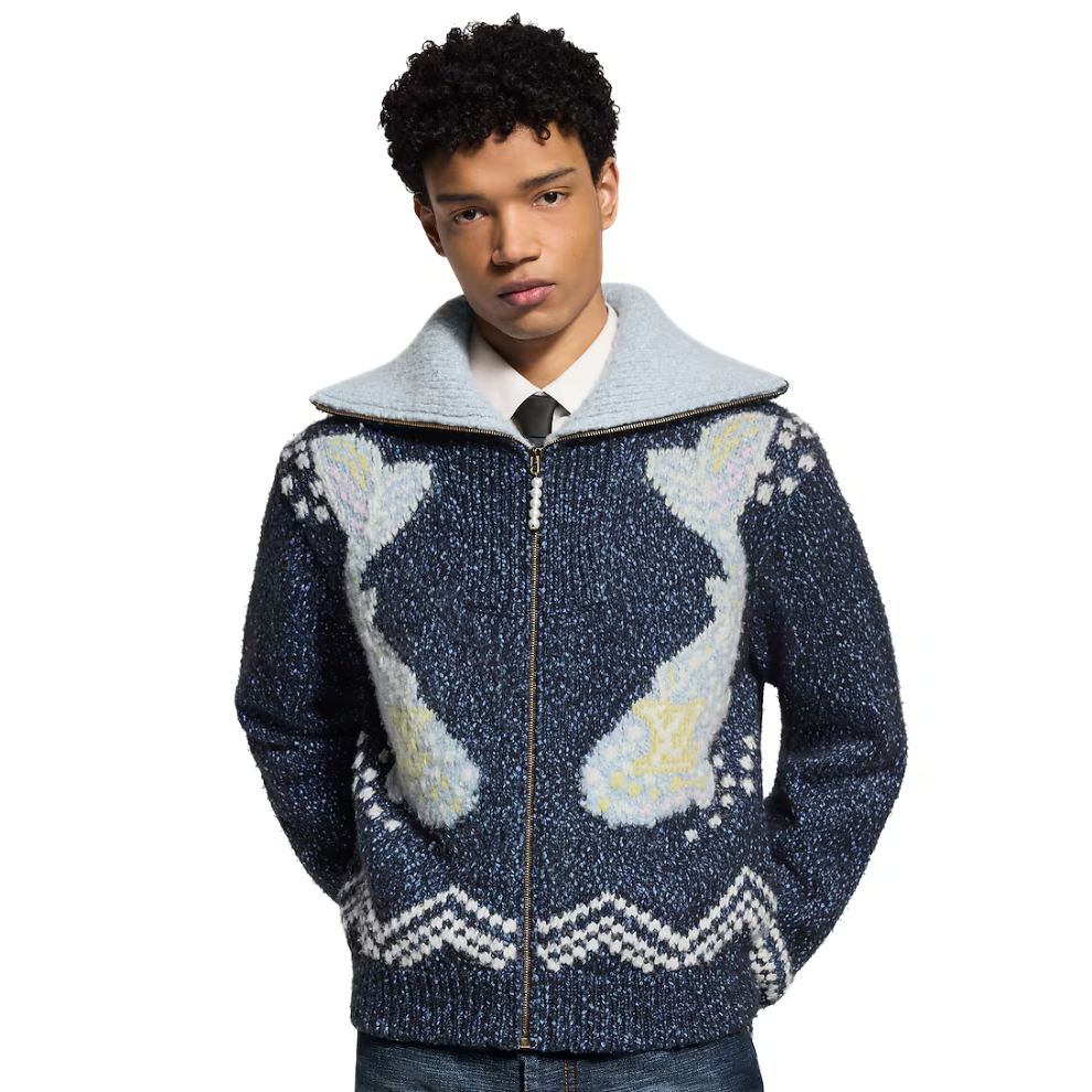 LOUIS VUITTON Zippered Knitted Blouson