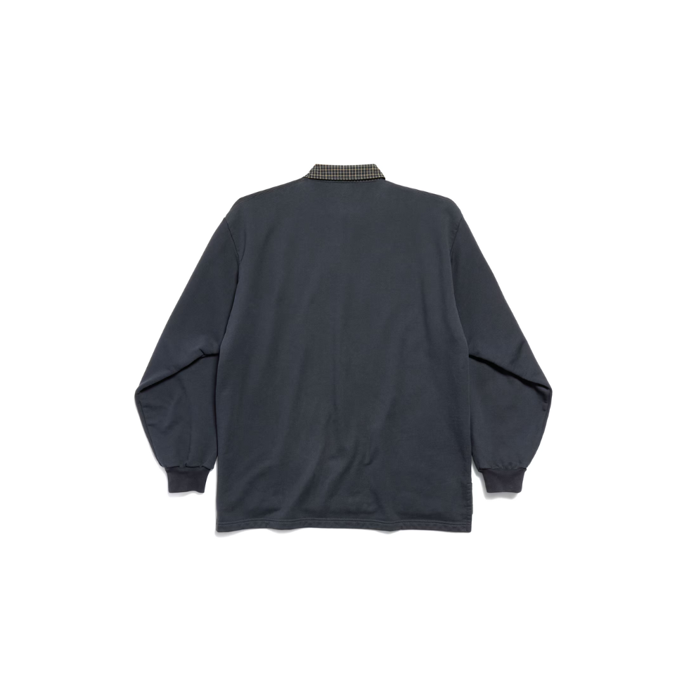 BALENCIAGA Men's Unity Sport Long Sleeve Shirt Collar Polo in Faded Black