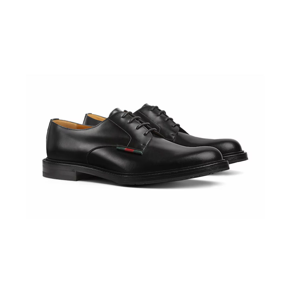 Gucci Men's lace-up shoe with leather Web