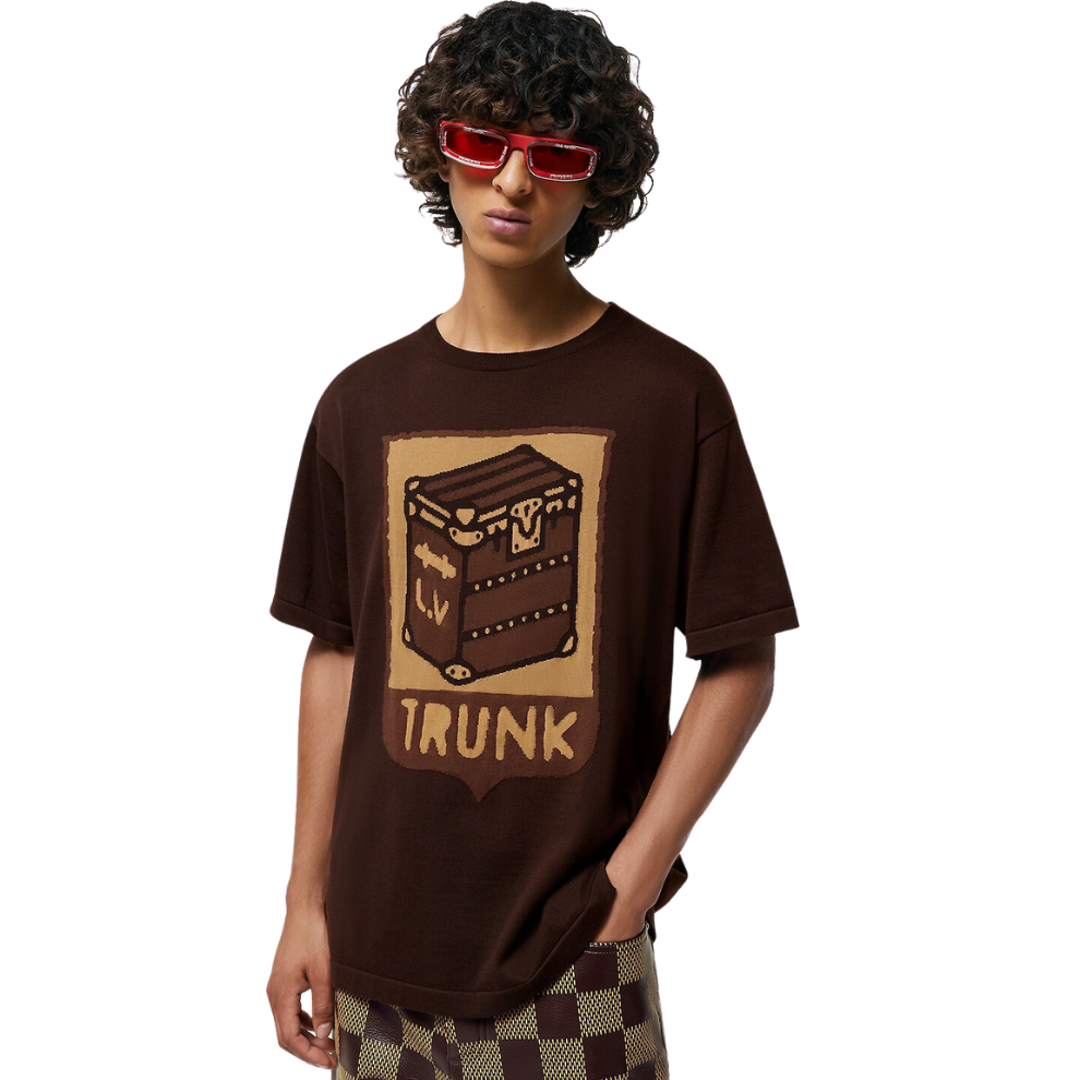 LOUIS VUITTON Short-Sleeved Cotton Intarsia Crewneck