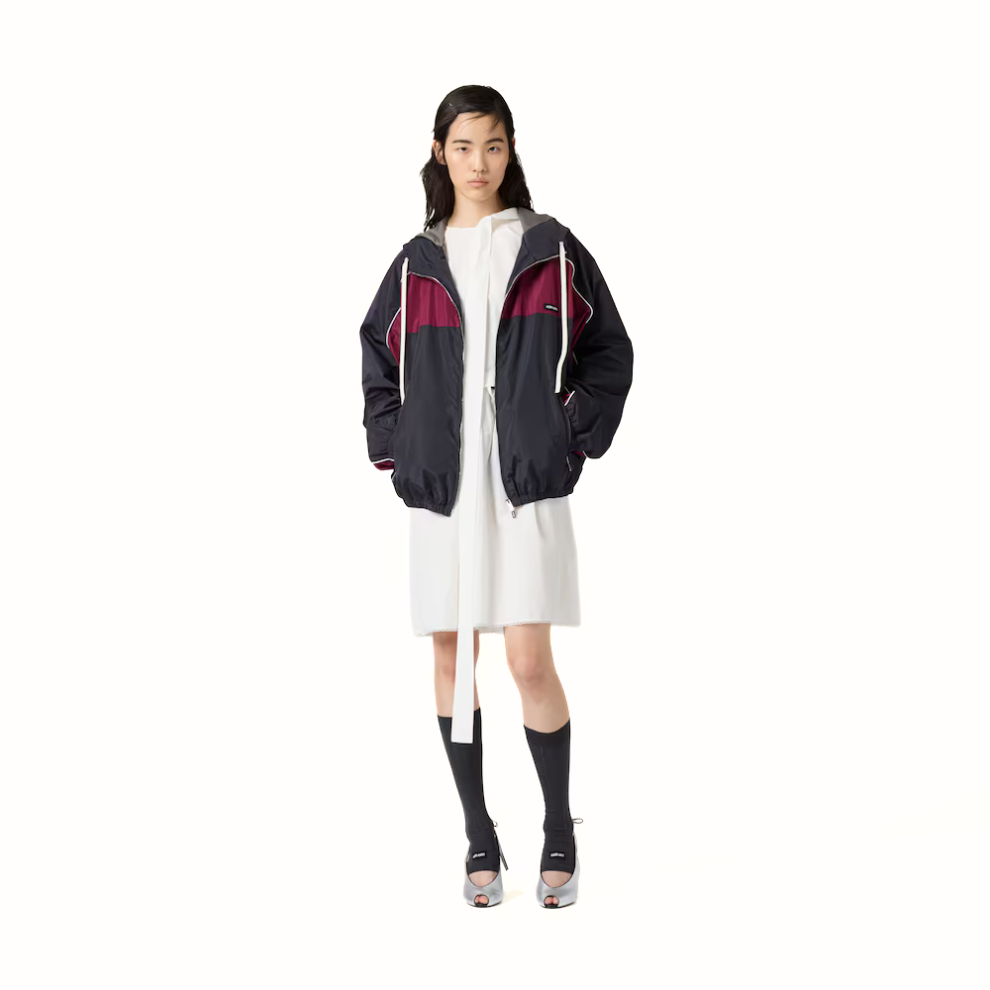 MIU MIU Technical silk zipper blouson jacket