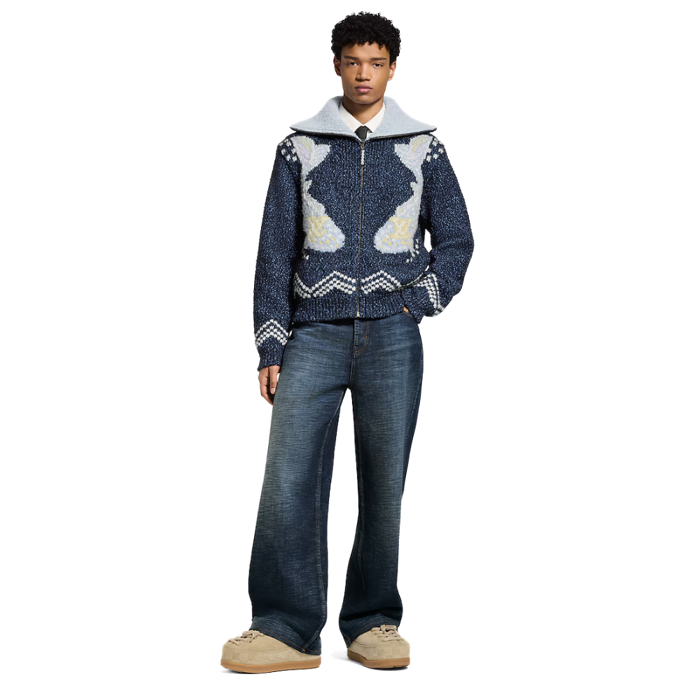 LOUIS VUITTON Zippered Knitted Blouson