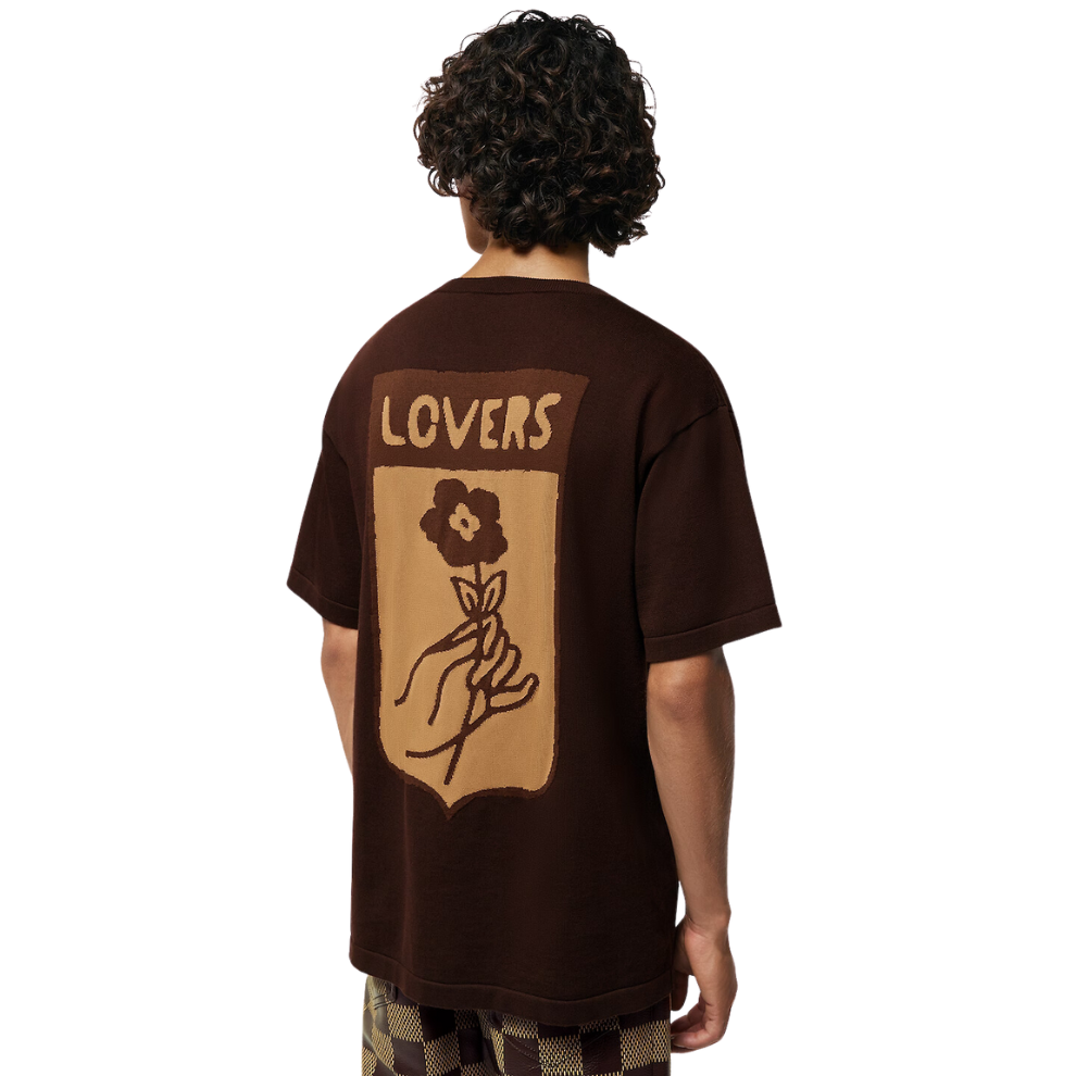LOUIS VUITTON Short-Sleeved Cotton Intarsia Crewneck