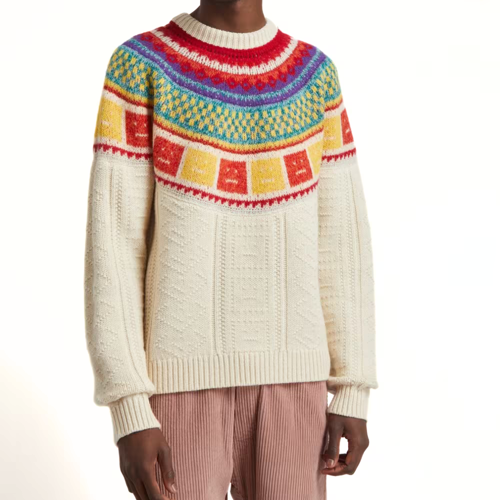 Acne Studios Fair-Isle Rainbow Intarsia Knitted Jumper