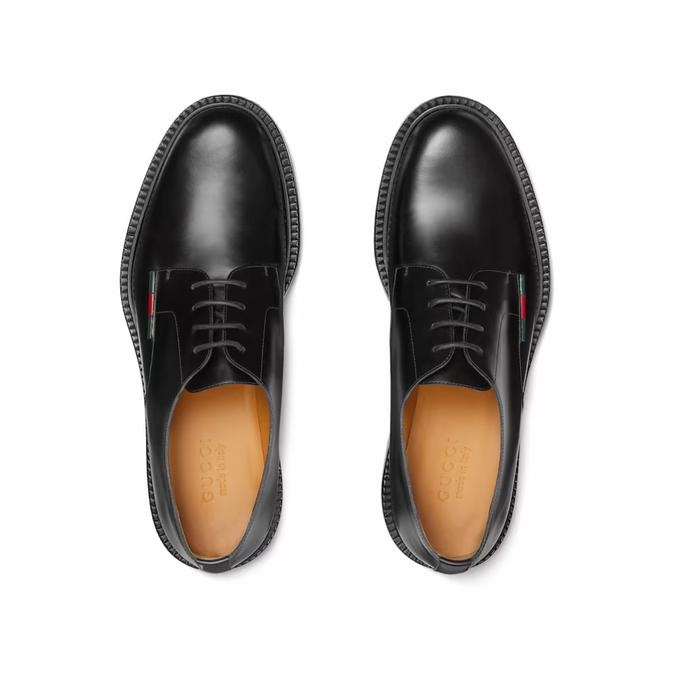 Gucci Men's lace-up shoe with leather Web