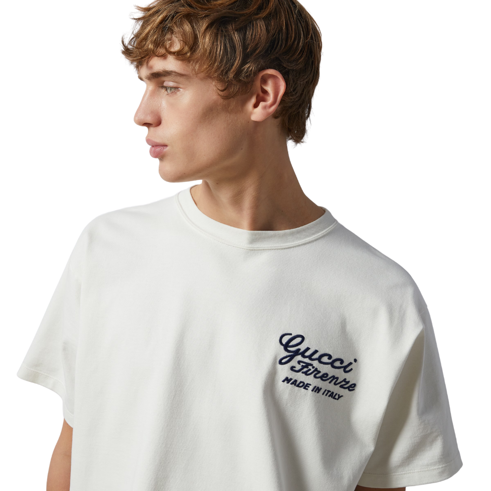 GUCCI COTTON JERSEY T-SHIRT WITH EMBROIDERY