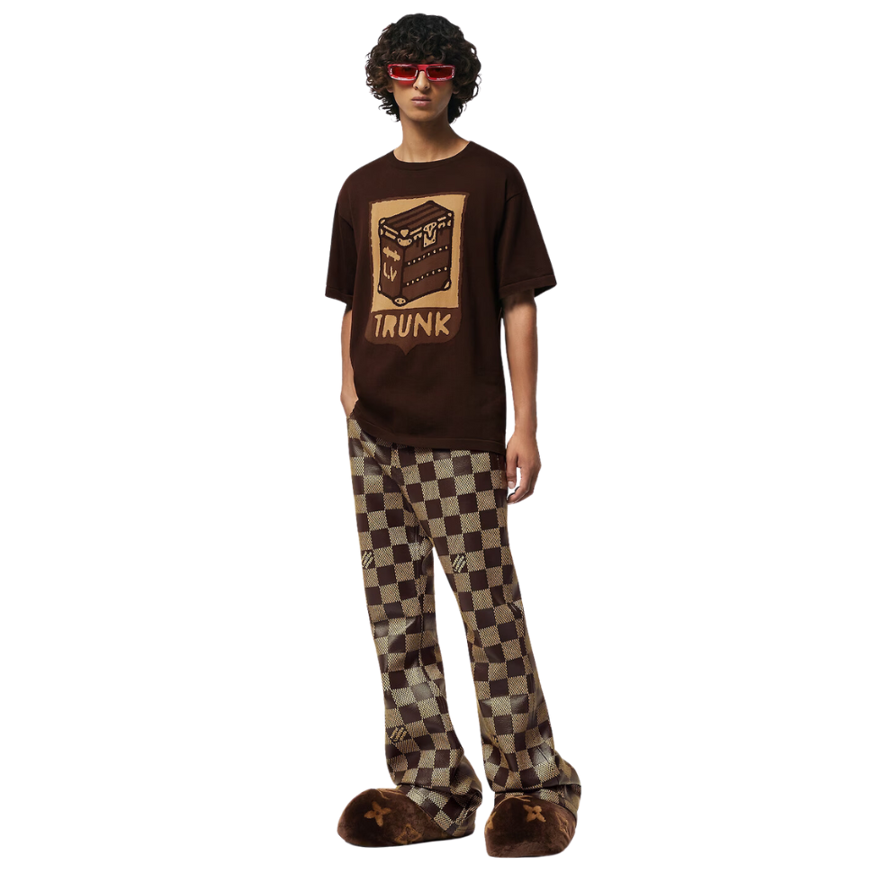 LOUIS VUITTON Short-Sleeved Cotton Intarsia Crewneck