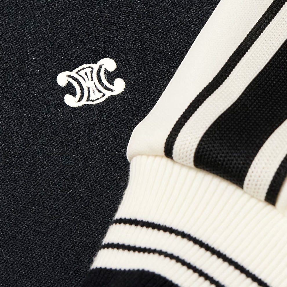 CELINE HOMME Logo-Embroidered Striped Tech-Jersey Track Jacket