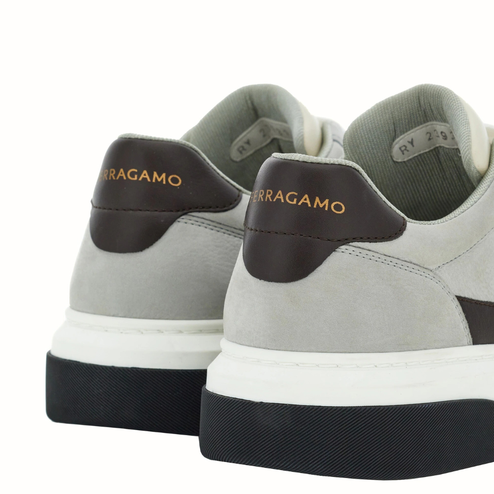 Ferragamo Gancini-embroidered leather sneakers