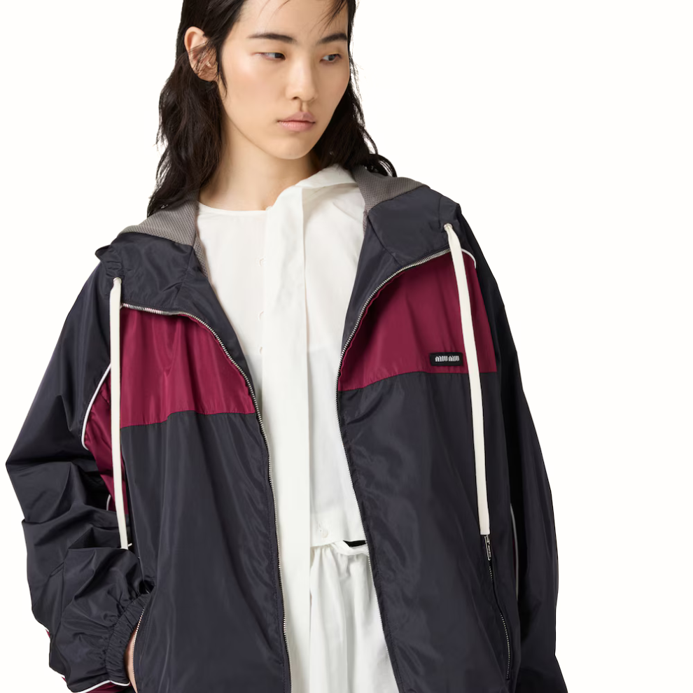MIU MIU Technical silk zipper blouson jacket