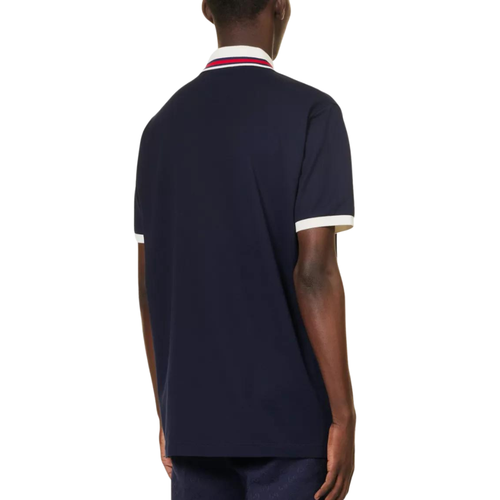 GUCCI Stripe-collar short-sleeve stretch-cotton piqué polo shirt