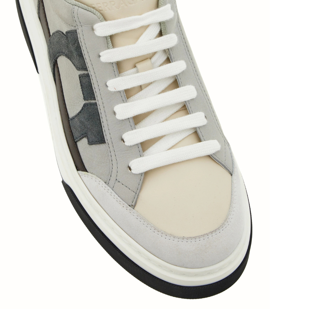 Ferragamo Gancini-embroidered leather sneakers