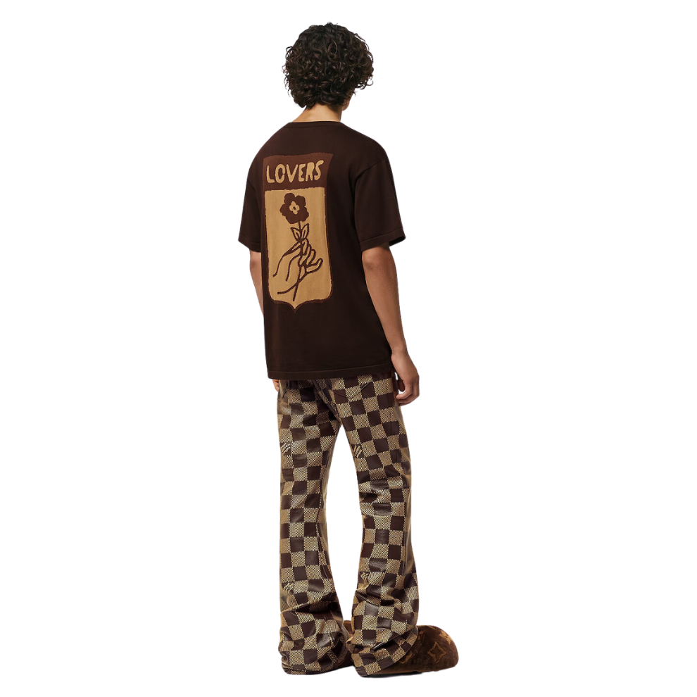 LOUIS VUITTON Short-Sleeved Cotton Intarsia Crewneck