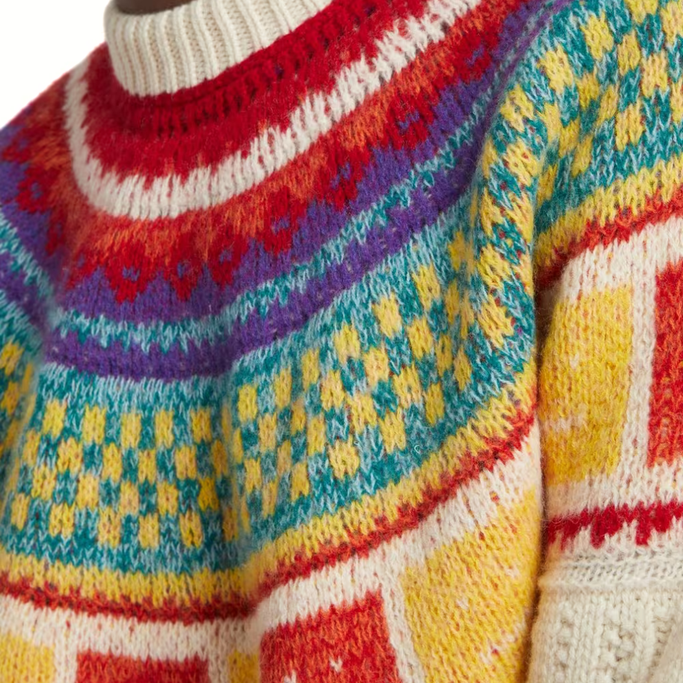 Acne Studios Fair-Isle Rainbow Intarsia Knitted Jumper