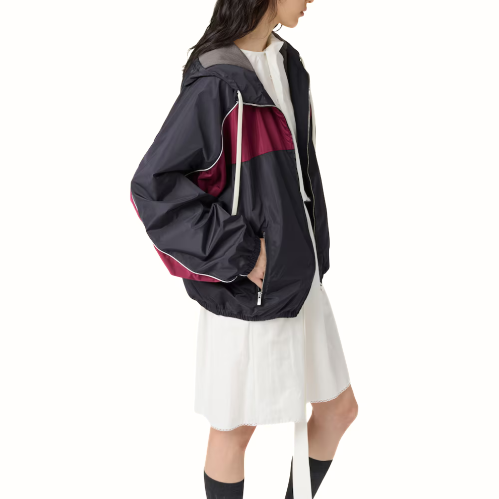 MIU MIU Technical silk zipper blouson jacket