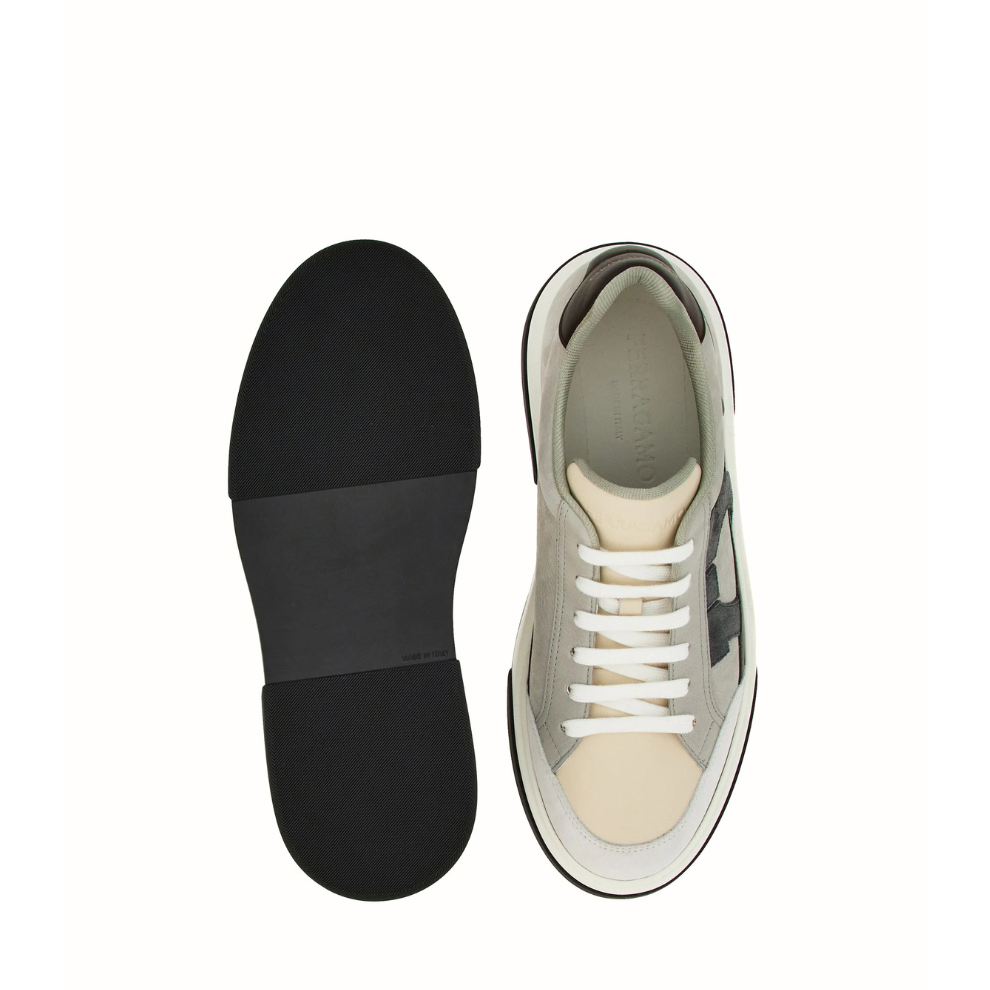 Ferragamo Gancini-embroidered leather sneakers