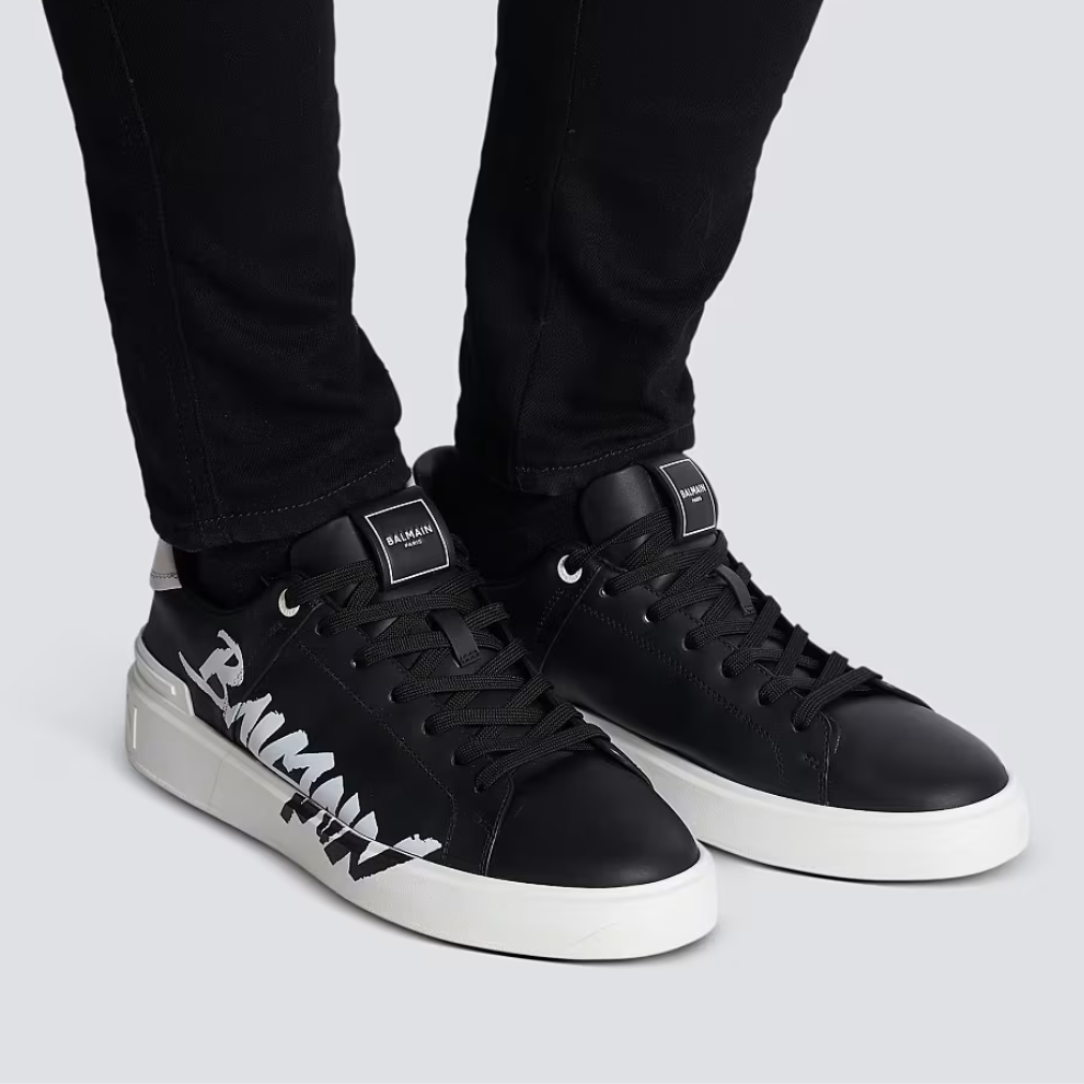 Balmain B-Court printed leather sneakers