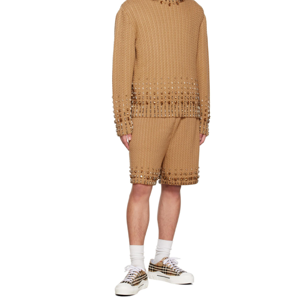 BURBERRY Beige Cotton Check Sneakers