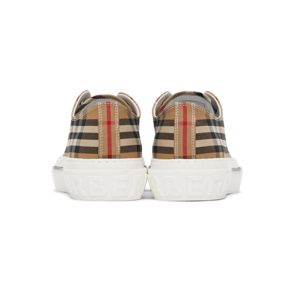 BURBERRY Beige Cotton Check Sneakers