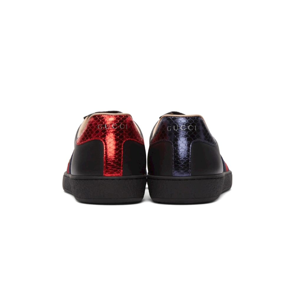 GUCCI Black Embroidered Ace Sneakers