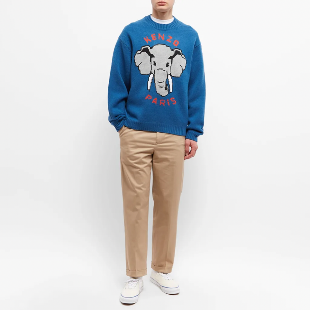 KENZO PARIS PIXEL ELEPHANT JUMPER CYAN