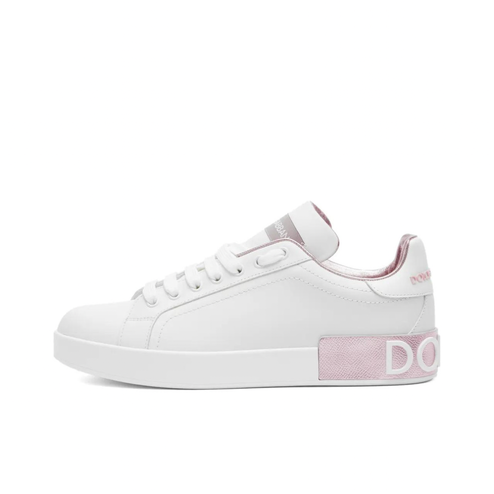 DOLCE & GABBANA LOGO COURT SNEAKER BIANCO & ROSA