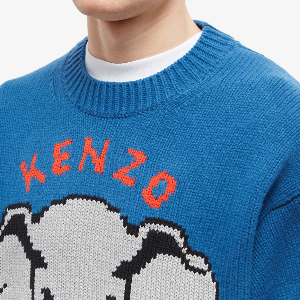 KENZO PARIS PIXEL ELEPHANT JUMPER CYAN