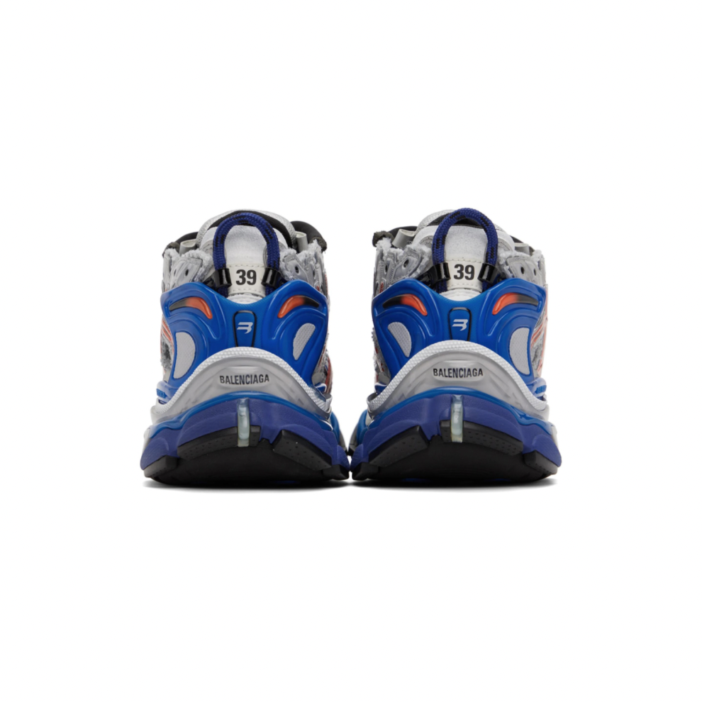 BALENCIAGA Gray & Blue Runner Sneakers