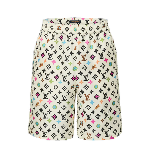 LOUIS VUITTON Monogram Printed Silk Shorts