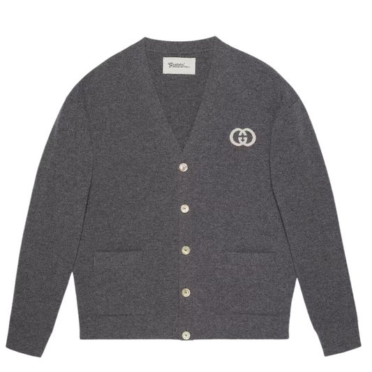 GUCCI KNIT WOOL CARDIGAN WITH INTERLOCKING G