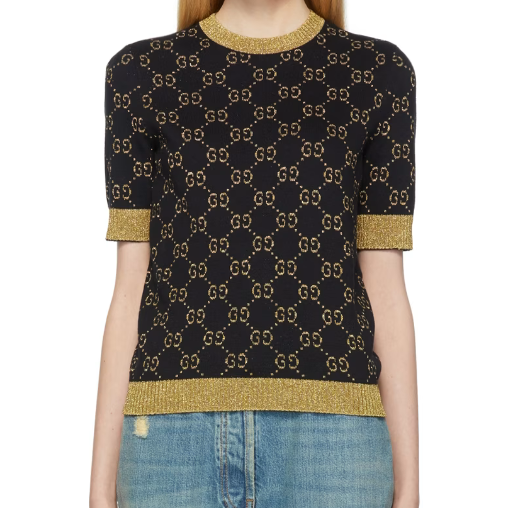 GUCCI Black & Gold Lurex GG Sweater