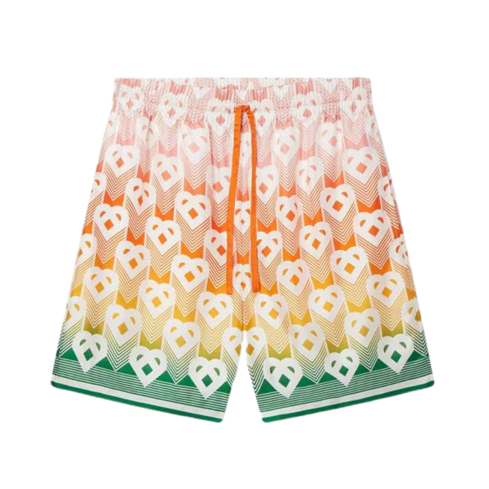 CASABLANCA Gradient Heart Monogram Silk Shorts