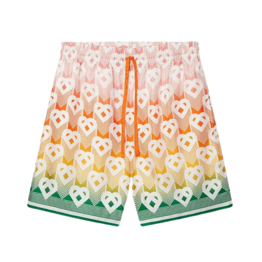 CASABLANCA Gradient Heart Monogram Silk Shorts