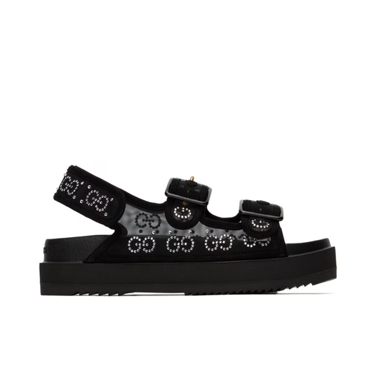 GUCCI Black Crystal GG Sandals