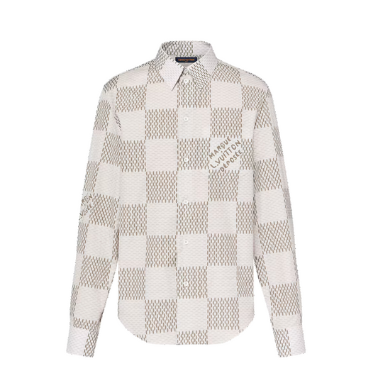 LOUIS VUITTON Damier Long-Sleeved Classic Cotton Shirt