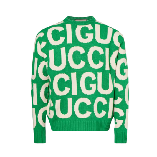 GUCCI Logo-intarsia relaxed-fit wool-knit jumper