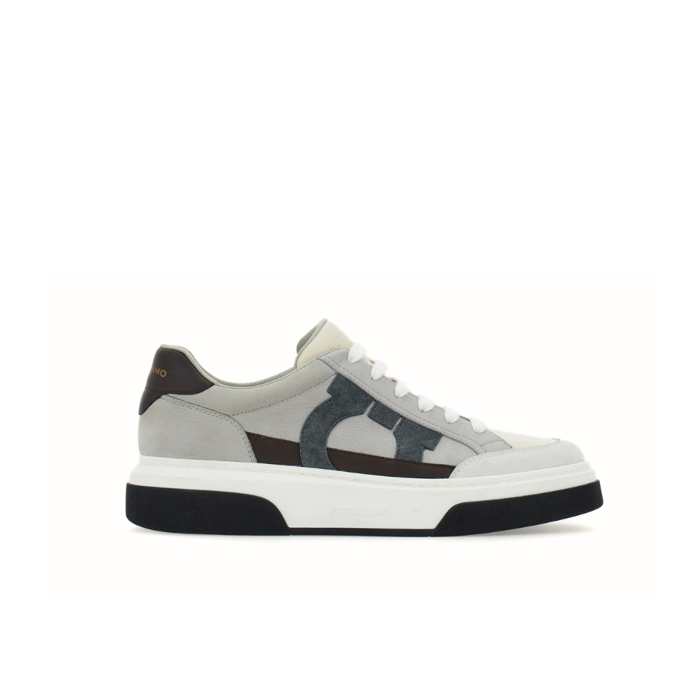 Ferragamo Gancini-embroidered leather sneakers