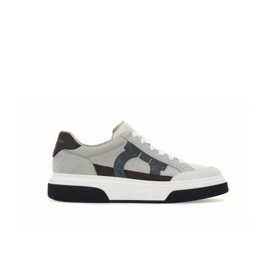 Ferragamo Gancini-embroidered leather sneakers