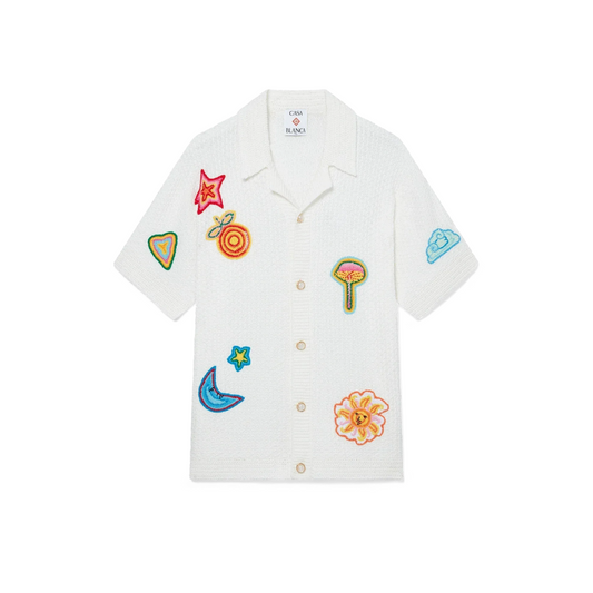 CASABLANCA Motif Short Sleeve Crochet Shirt