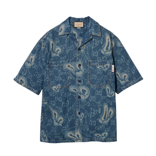 GUCCI GG LIQUID HEARTS DENIM SHIRT