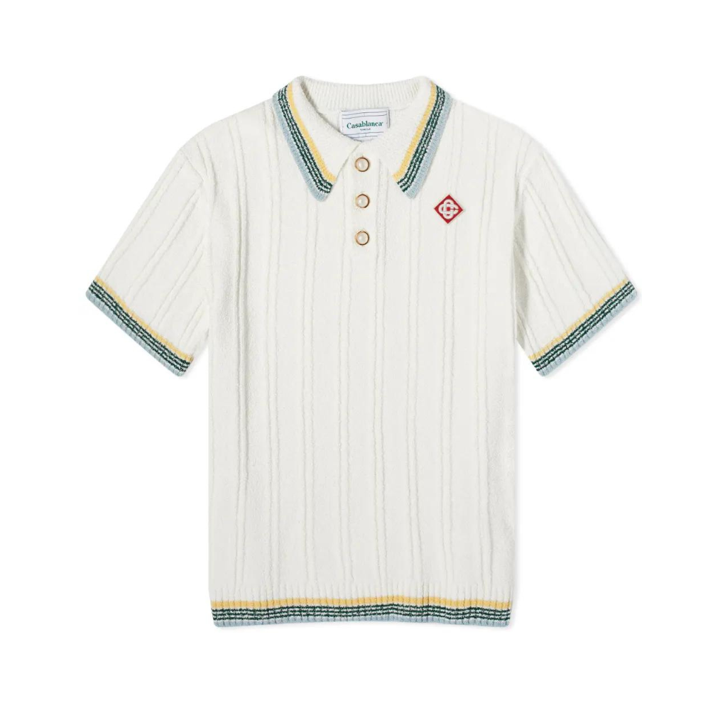 CASABLANCA RIBBED BOUCLE POLO White