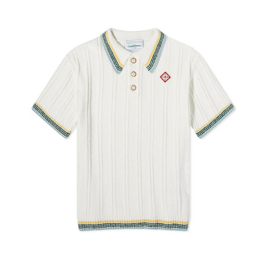 CASABLANCA RIBBED BOUCLE POLO White