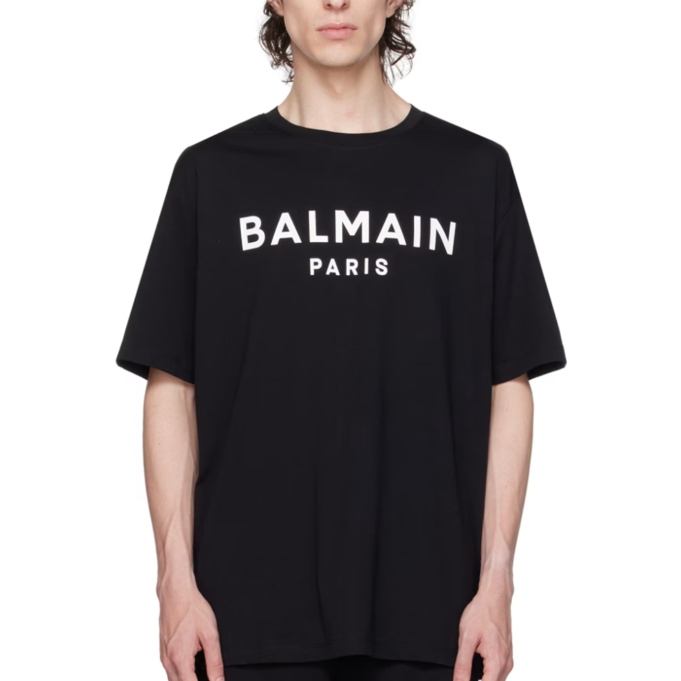 BALMAIN Black Printed T-Shirt
