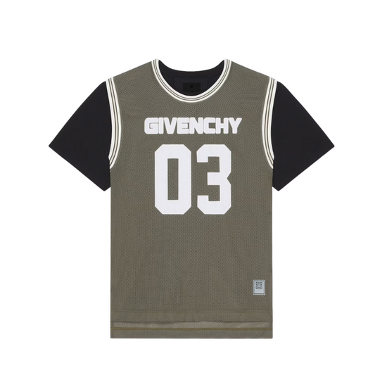 GIVENCHY overlapped t-shirt in mesh and jersey